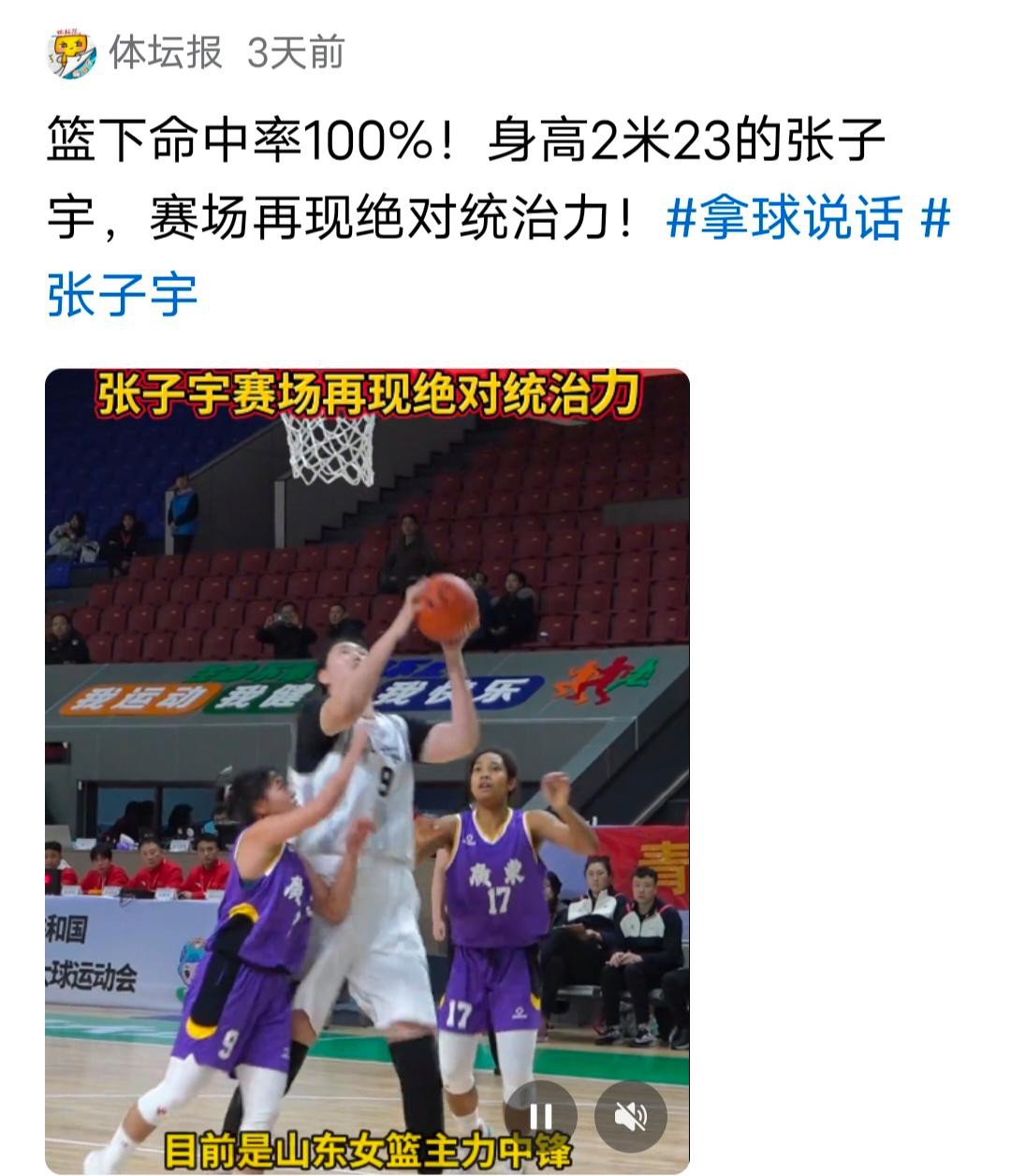 张子宇小组赛总结丨21中17轰43+12禁区无解罚球超准横移不足(张子宇赛前特训画面曝光)